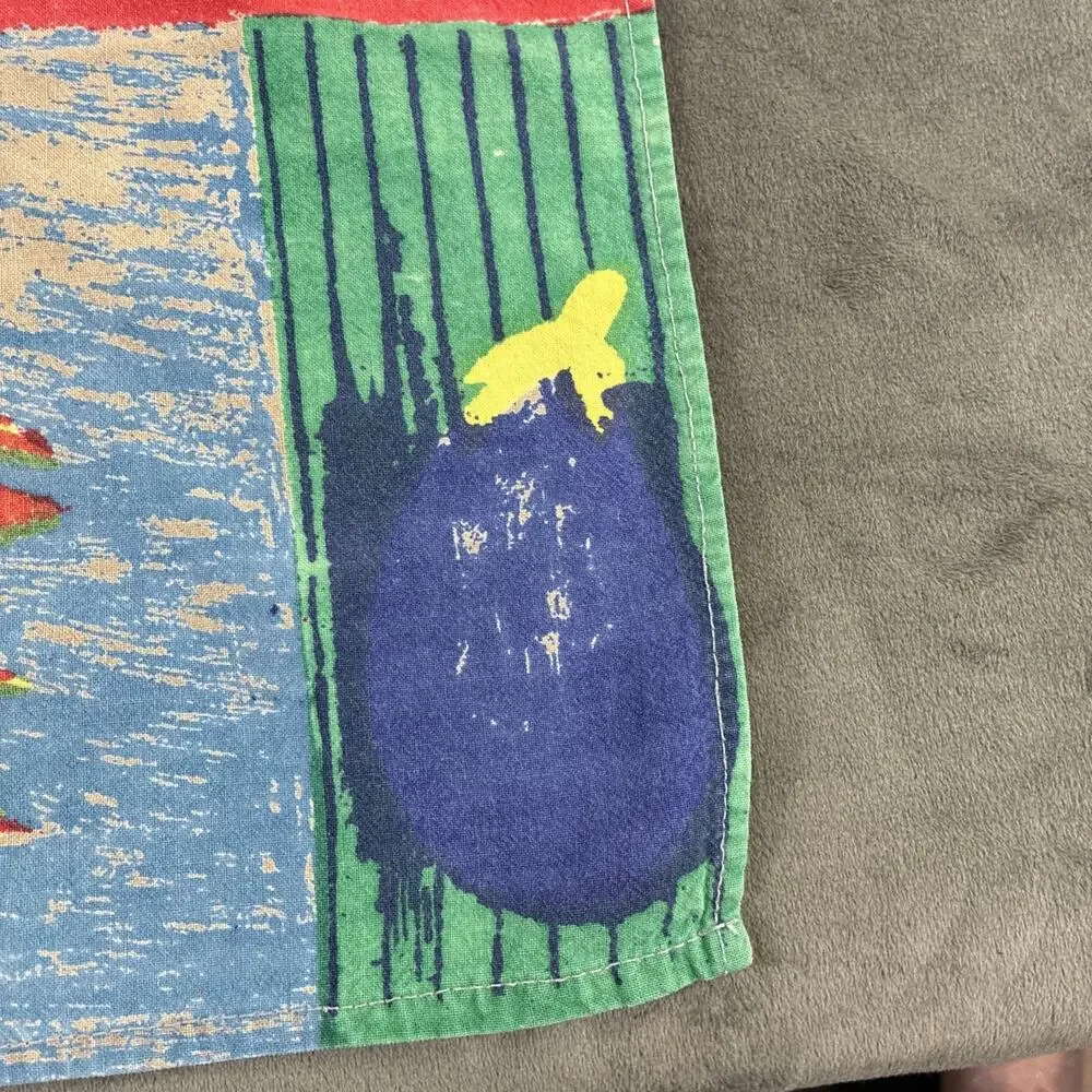 Vintage Abstract Fruit & Veggies Cloth Napkins Set of 8 - Cotton- 18 x 19